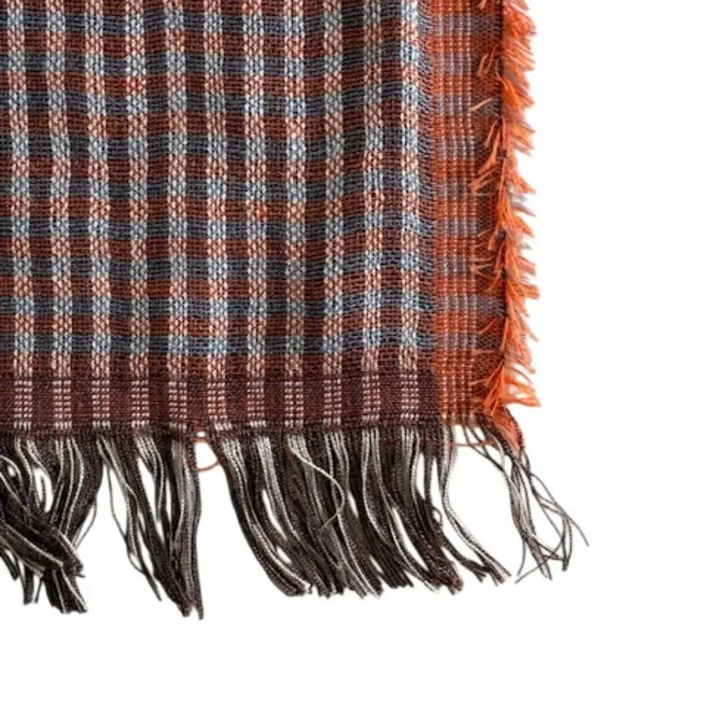 Luxurious Reversible Cashmere Scarf/Wrap Blue Green Rust Gray